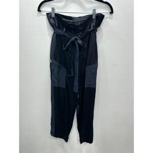 Lola & Sophie Tie Waist Cargo Pocket Pants Womens Sz 4 Navy Lagenlook Trousers